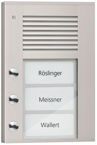 TCS Audio Außenstation Serie PDS 3 Klingeltasten (linksbündig), AP silber