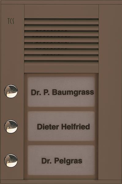TCS Audio Außenstation Serie PDS 3 Klingeltasten (linksbündig), AP bronze