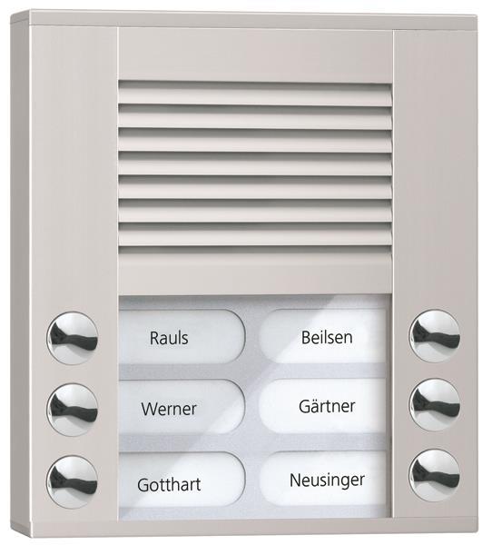 TCS Audio Außenstation Serie PES 6 Klingeltasten (rechts-/ linksbündig), AP silb