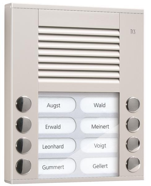 TCS Audio Außenstation Serie PES 8 Klingeltasten (rechts-/ linksbündig), AP silb