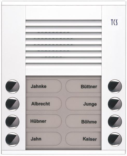 TCS Audio Außenstation Serie PES 8 Klingeltasten (rechts-/ linksbündig), AP weiß