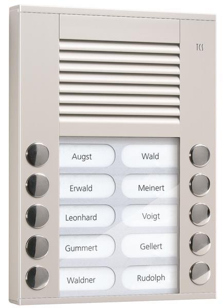 TCS Audio Außenstation Serie PES 10 Klingeltasten (rechts-/ linksbündig), AP sil