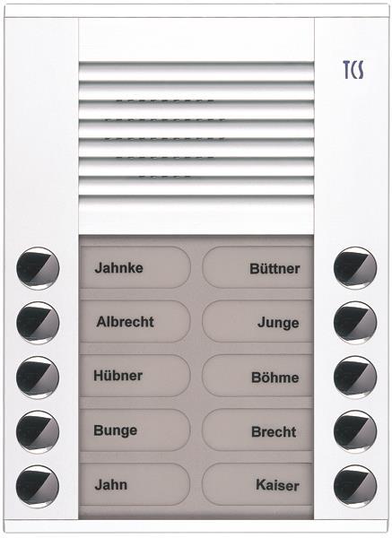 TCS Audio Außenstation Serie PES 10 Klingeltasten (rechts-/ linksbündig), AP wei