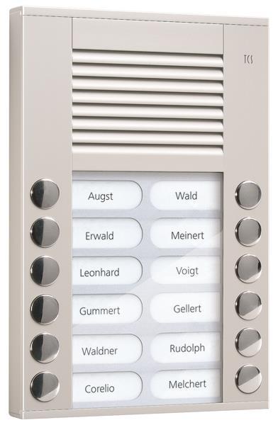 TCS Audio Außenstation Serie PES 12 Klingeltasten (rechts-/ linksbündig), AP sil