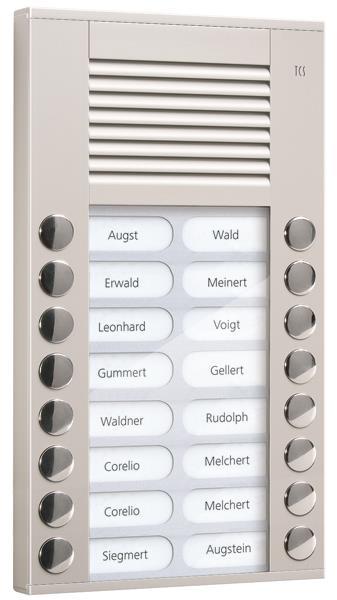 TCS Audio Außenstation Serie PES 16 Klingeltasten (rechts-/ linksbündig), AP sil