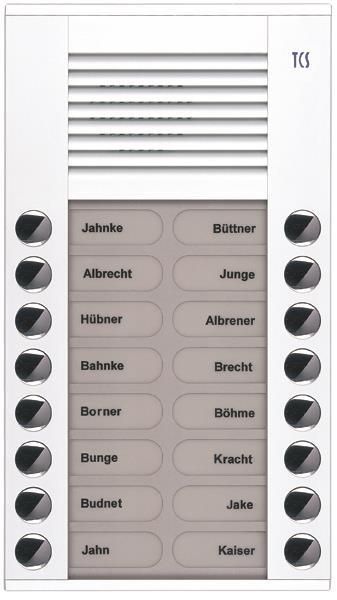 TCS Audio Außenstation Serie PES 16 Klingeltasten (rechts-/ linksbündig), AP wei