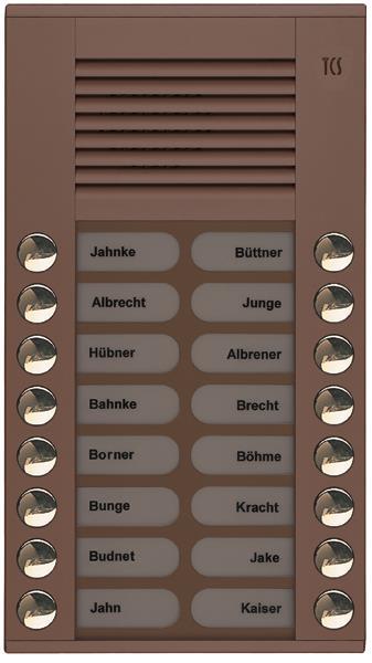 TCS Audio Außenstation Serie PES 16 Klingeltasten (rechts-/ linksbündig), AP bro