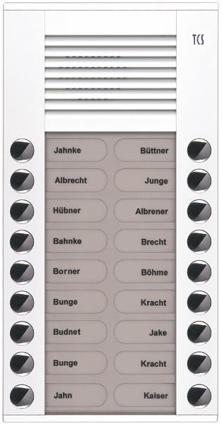 TCS Audio Außenstation Serie PES 18 Klingeltasten (rechts-/ linksbündig), AP wei