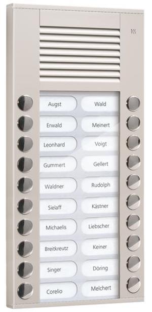 TCS Audio Außenstation Serie PES 20 Klingeltasten (rechts-/ linksbündig), AP sil