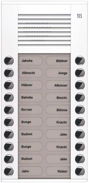 TCS Audio Außenstation Serie PES 20 Klingeltasten (rechts-/ linksbündig), AP wei