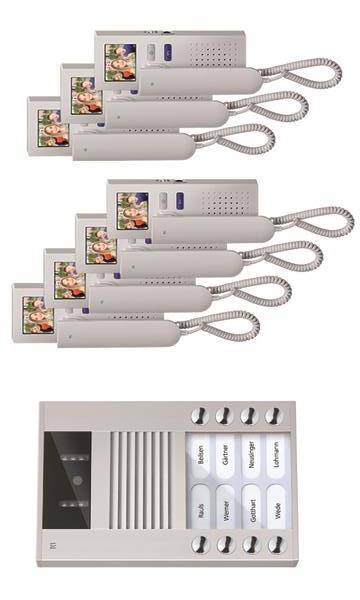 TCS video:pack AP für 7 Wohneinheiten, mit Außenstation AVE 8 Klingeltasten + 7x