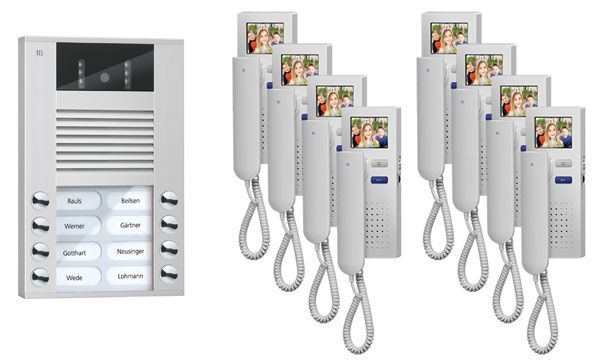 TCS video:pack AP für 8 Wohneinheiten, mit Außenstation AVE 8 Klingeltasten + 8x