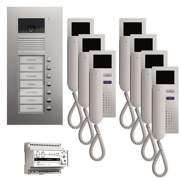 TCS video:pack UP für 7 Wohneinheiten, mit Außenstation AVU 7 Klingeltasten + 7x
