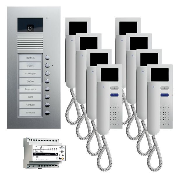 TCS video:pack UP für 8 Wohneinheiten, mit Außenstation AVU 8 Klingeltasten + 8x