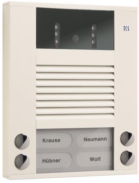 TCS Video-Außenstation mit 130-Grad-Kamera Serie AVE mit 4 Klingeltasten (rechts