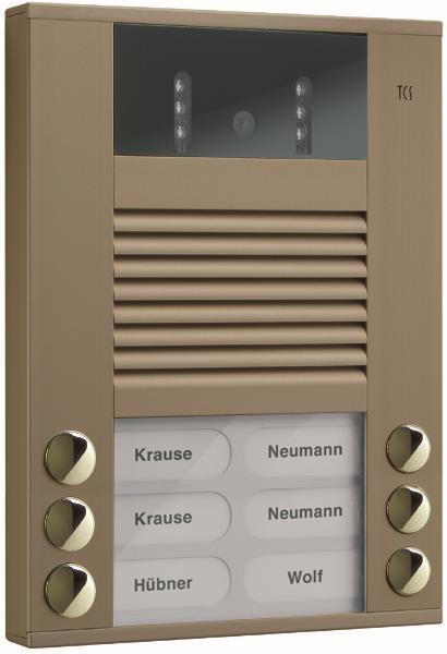 TCS Video-Außenstation mit 130-Grad-Kamera Serie AVE mit 6 Klingeltasten (rechts