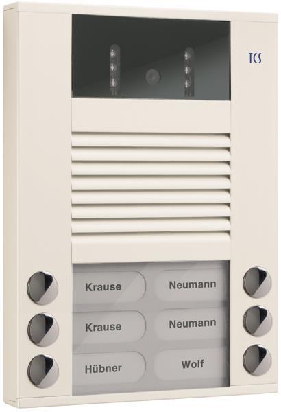 TCS Video-Außenstation mit 130-Grad-Kamera Serie AVE mit 6 Klingeltasten (rechts