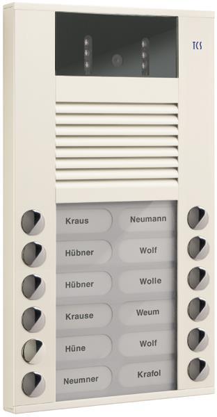 TCS Video-Außenstation mit 130-Grad-Kamera Serie AVE mit 12 Klingeltasten (recht