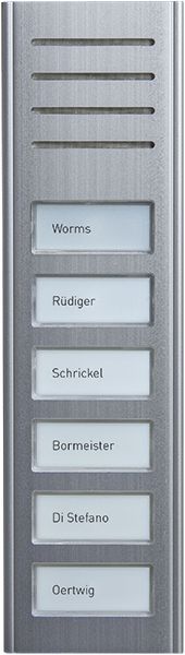 TCS Audio Außenstation Serie ASX 6 Namenfeldtaster (zentriert), AP silber