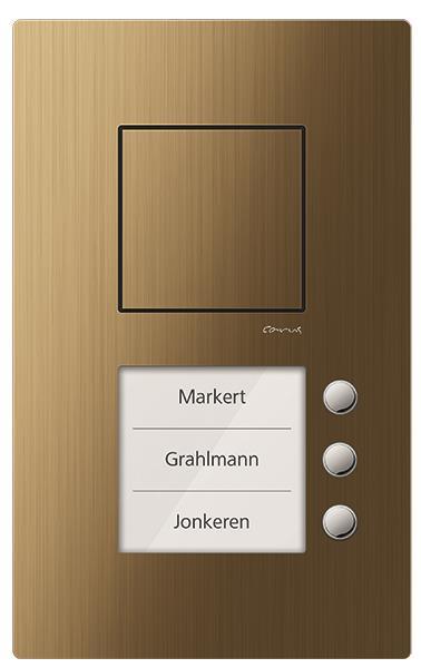 TCS Audio Außenstation Serie Carus IRIS mit 3 Klingeltasten (rechtsbündig), AP b