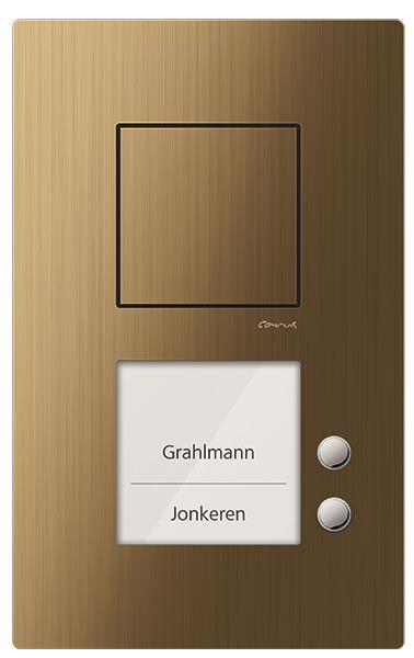 TCS Audio Außenstation Serie Carus IRIS mit 2 Klingeltasten (rechtsbündig), AP b