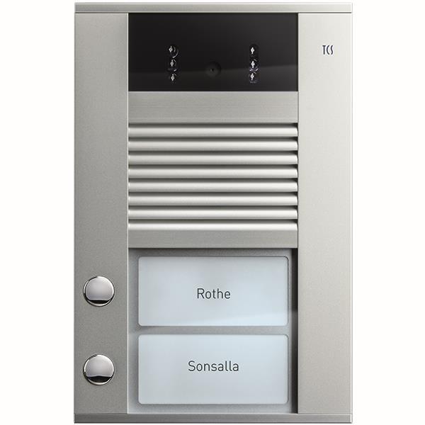 TCS IP-Video-Außenstation Serie AVD IP mit 2 Klingeltasten (linksbündig), AP sil