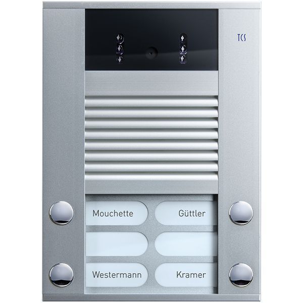 TCS IP-Video-Außenstation Serie AVD IP mit 4 Klingeltasten (linksbündig), AP sil