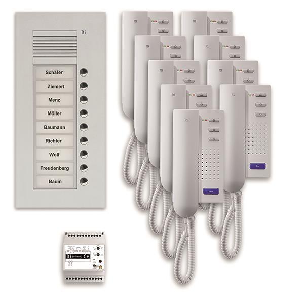 TCS audio:pack UP für 9 Wohneinheiten, mit Außenstation PUK 9 Klingeltasten + 9x