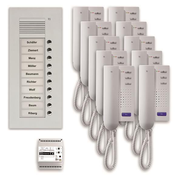 TCS audio:pack UP für 10 Wohneinheiten, mit Außenstation PUK 10 Klingeltasten +