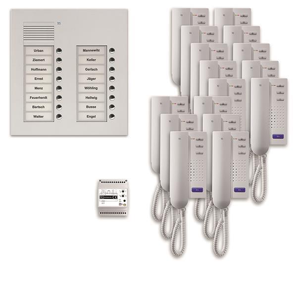 TCS audio:pack UP für 16 Wohneinheiten, mit Außenstation PUK 16 Klingeltasten 2-