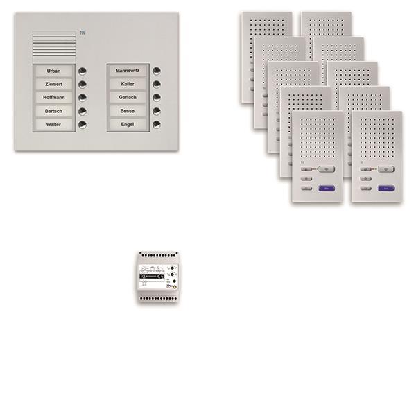 TCS audio:pack UP für 10 Wohneinheiten, mit Außenstation PUK 10 Klingeltasten 2-