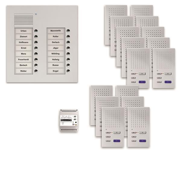 TCS audio:pack UP für 16 Wohneinheiten, mit Außenstation PUK 16 Klingeltasten 2-