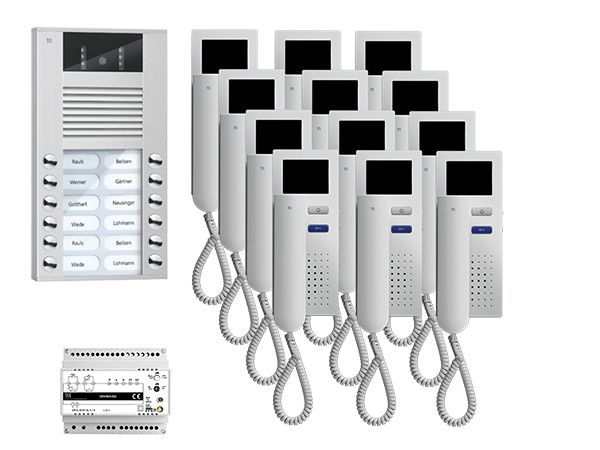 TCS video:pack AP für 12 Wohneinheiten, mit Außenstation AVE 12 Klingeltasten +