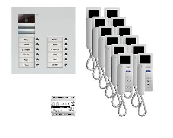 TCS video:pack UP für 12 Wohneinheiten, mit Außenstation AVU 12 Klingeltasten +
