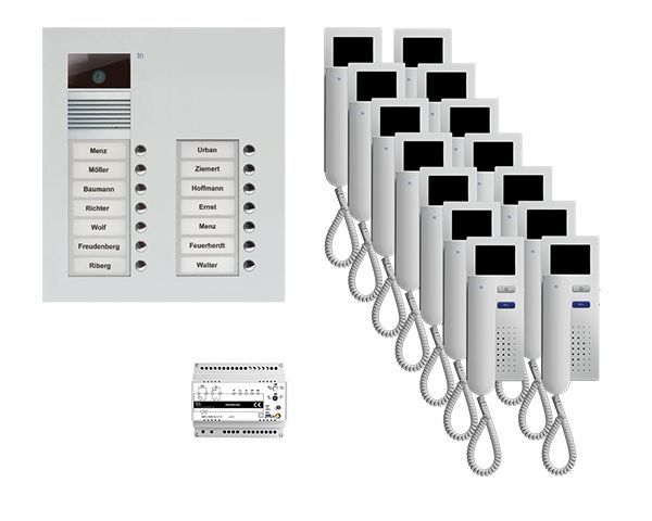 TCS video:pack UP für 14 Wohneinheiten, mit Außenstation AVU 14 Klingeltasten +