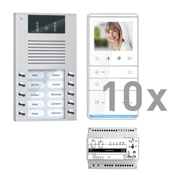 TCS video:pack AP für 10 Wohneinheiten, mit Außenstation AVE 10 Klingeltasten +