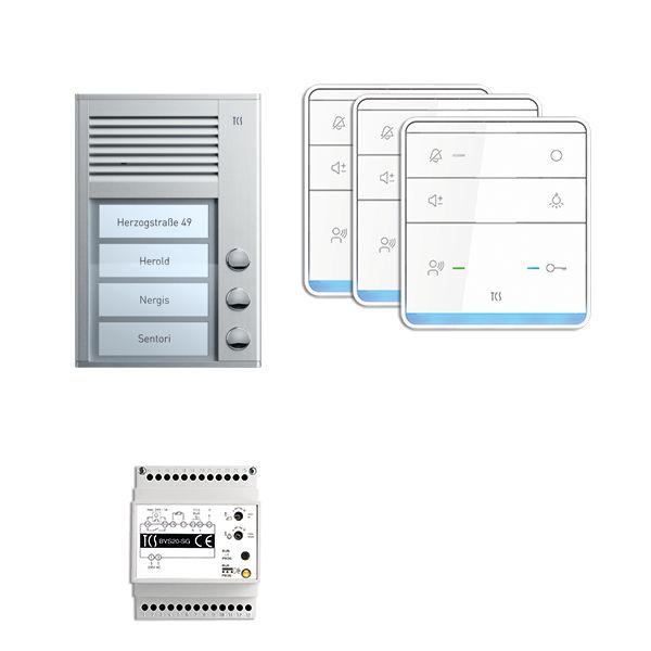 TCS audio:pack AP für 3 Wohneinheiten, mit Außenstation PAK 3 Klingeltasten + 3x