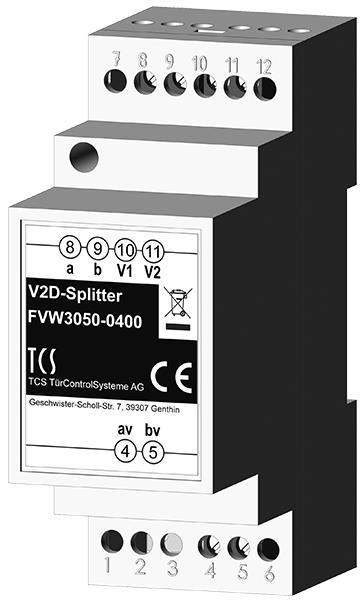 TCS Adapter zum Aufsplitten des Video-2-Draht:BUS Systems av und bv auf a, b, V1