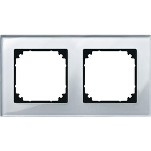 Merten M-PLAN-Echtglasrahmen, 2fach, Diamantsilber