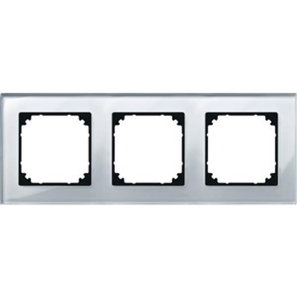 Merten M-PLAN-Echtglasrahmen, 3fach, Diamantsilber