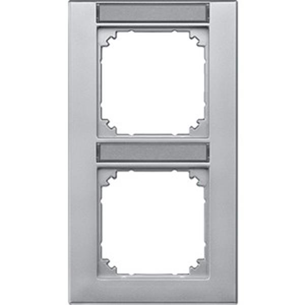 Merten M-PLAN-Rahmen, 2fach beschriftbar, senkrechte Montage, aluminium