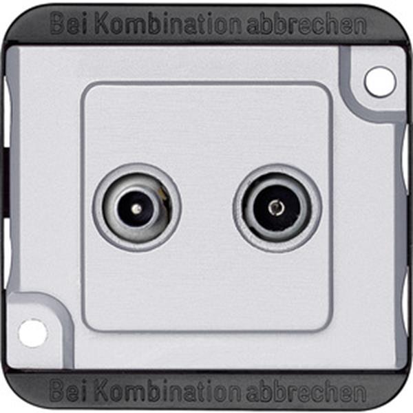 Merten BK-/Sat-Antennenstichdose, 2fach, mattsilber, PANZER