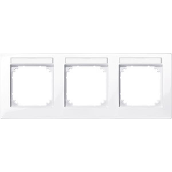 Merten M-PLAN-Rahmen, 3fach beschriftbar, waagerechte Montage, aktivweiß glänzen