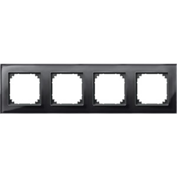 Merten M-PLAN-Echtglasrahmen, 4fach, Onyxschwarz