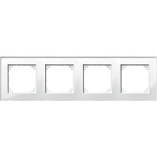 Merten M-PLAN-Echtglasrahmen, 4fach, Brillantweiß