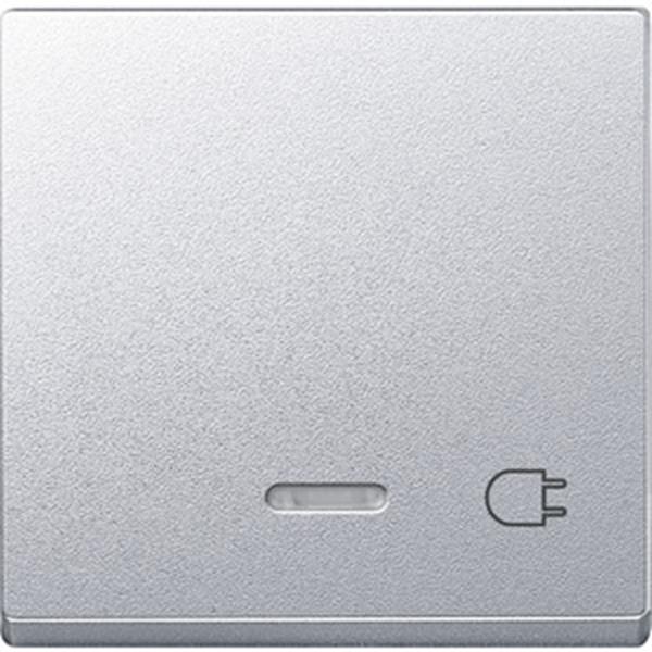 Merten Wippe mit Kontrollfenster und Aufdruck Steckdose, aluminium, System M