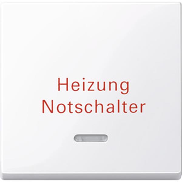 Merten Wippe mit Kontrollfenster und Aufdruck Heizungsnotschalter, aktivweiß glä