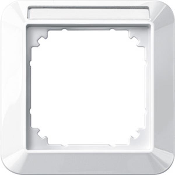 Merten 1-M-Rahmen, 1fach mit Beschriftungsträger, polarweiß glänzend