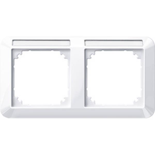 Merten 1-M-Rahmen, 2f. m. Beschriftungsträger, waagerechte Montage, aktivweiß gl