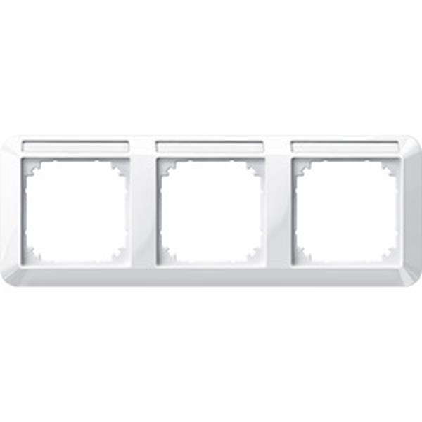 Merten 1-M-Rahmen, 3f. m. Beschriftungsträger, waagerechte Montage, polarweiß gl